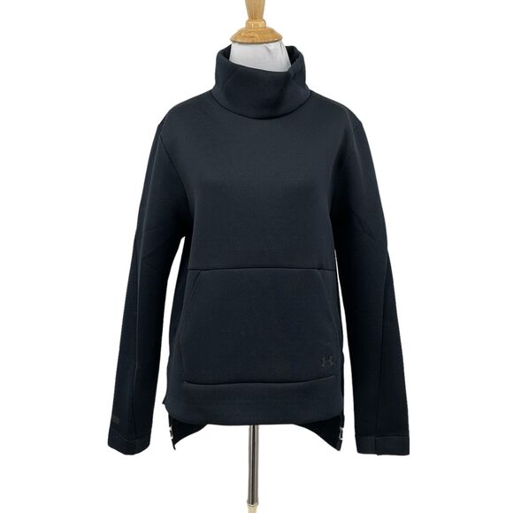 Under Armour Sweatshirt Womens M Medium Black Pin Dot Long Sleeve Move Drop tail - Picture 1 of 16